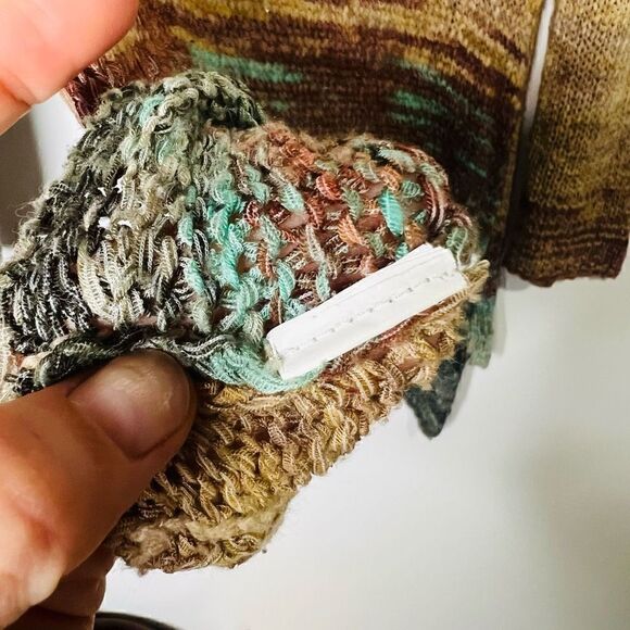 PrAna Asymmetrical Knit Earth Tones Oversized V-neck Sweater - Picture 6 of 9